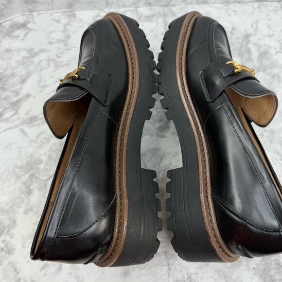 SAM EDELMAN Laurs Lug-Sole Tailored Loafer Flats Leather Black Chunky WMS Sz 8 - Picture 6 of 16